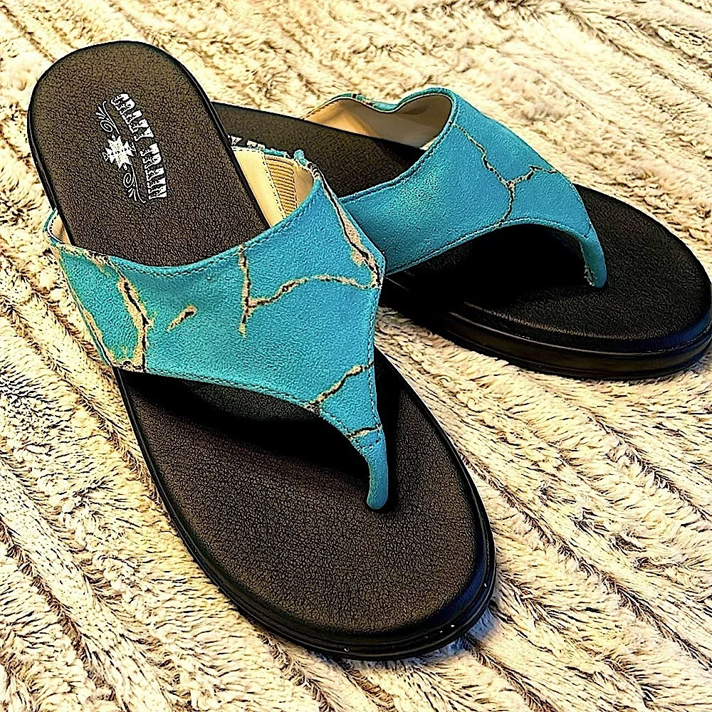 Crazy Train Turquoise Women’s Sandals Size 9